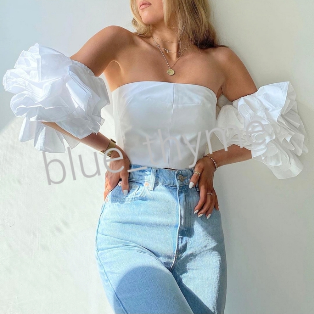 Zara RUFFLED Poplin Top - Picture 2 of 9